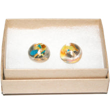 Load image into Gallery viewer, Medium Dome Stud Earrings with Gold Leaf