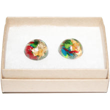 Load image into Gallery viewer, Medium Dome Stud Earrings with Gold Leaf