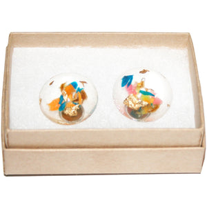 Large Dome Stud Earrings with Gold Leaf
