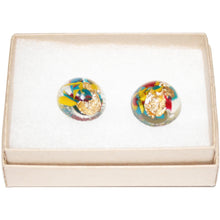 Load image into Gallery viewer, Medium Dome Stud Earrings with Gold Leaf