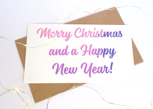 Merry Christmas and a Happy New Year_Holographic_Blue/pink