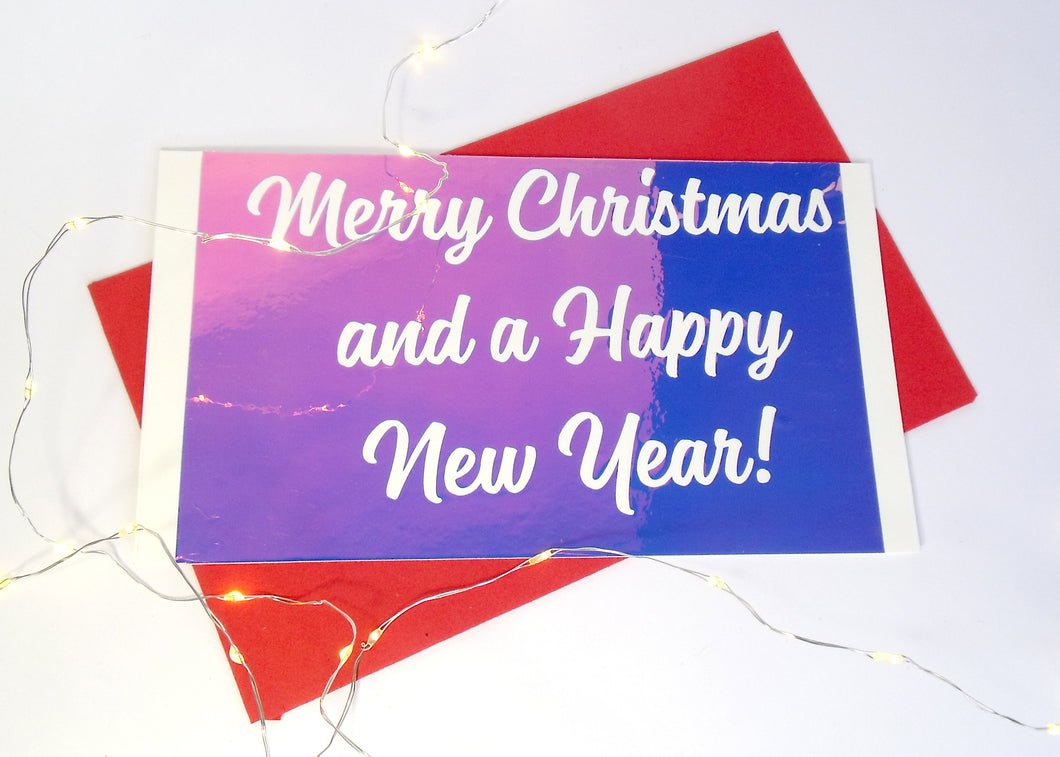 Merry Christmas and a Happy New Year_holographic_Blue/pink