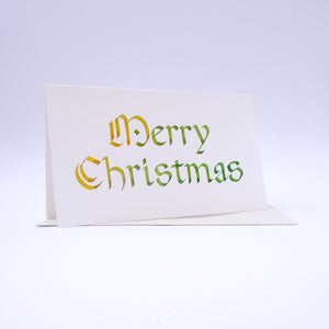 Merry Christmas Calligraphy Rounded Yellow to Green